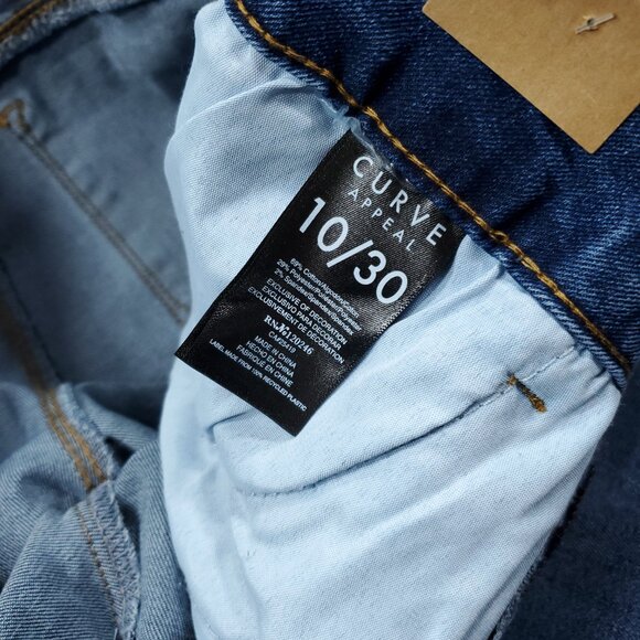 CROPPED Curve Appeal High Rise Wide Leg Stretch Blue Jeans Size 10 30 - Picture 5 of 8